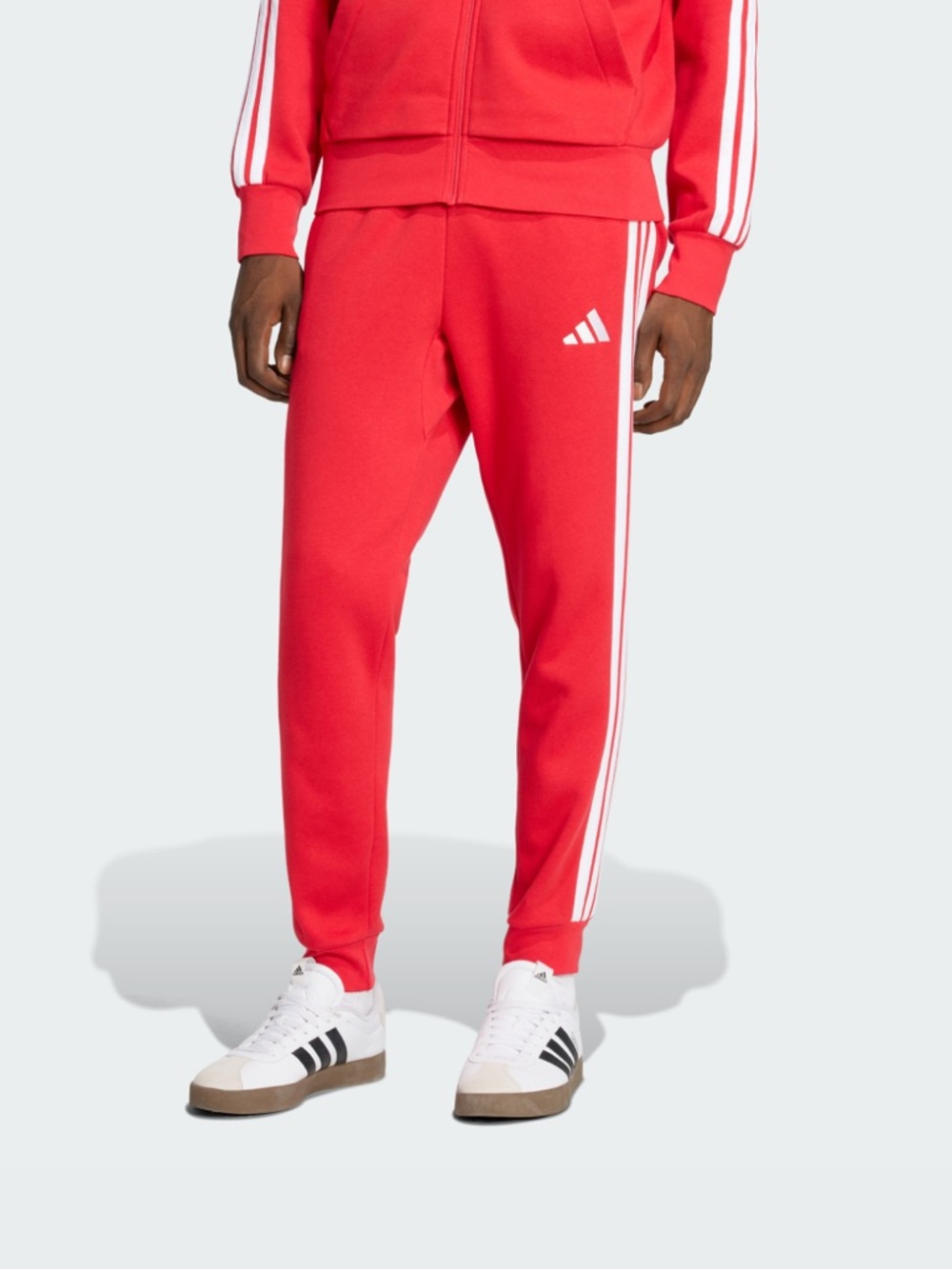 adidas Red Jogger Sweatpants with White 3-Stripes